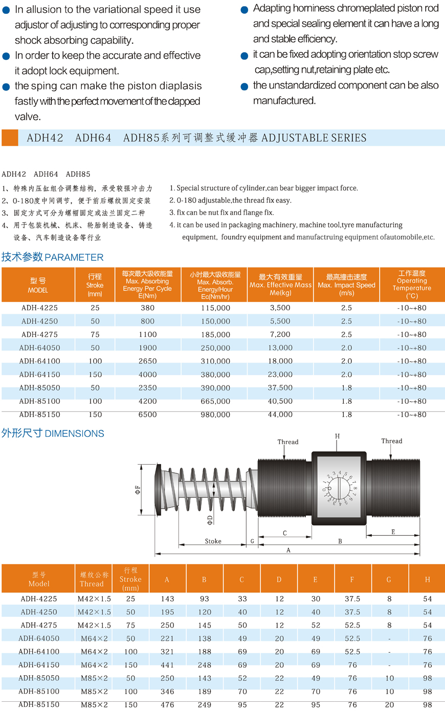 ADH系列重型可调式油压缓冲器