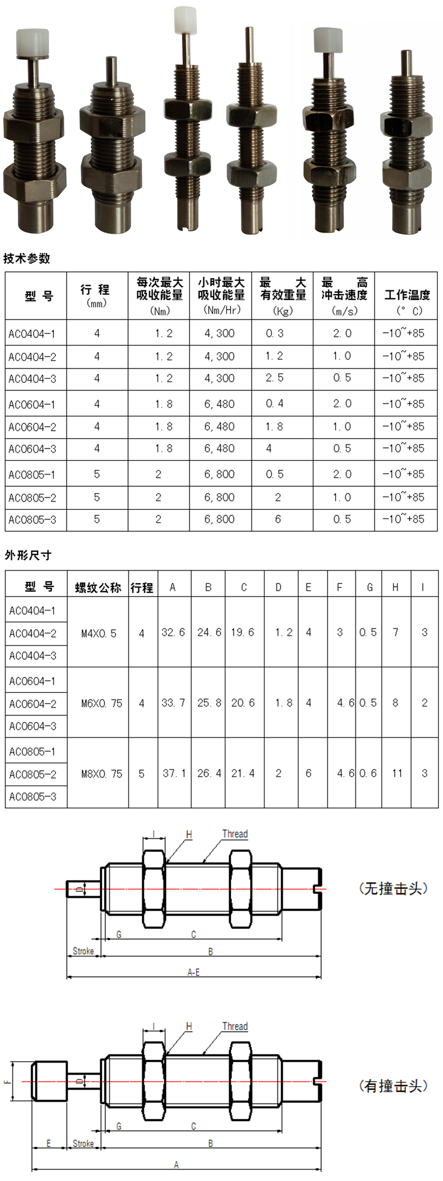 微型不锈钢油压缓冲器